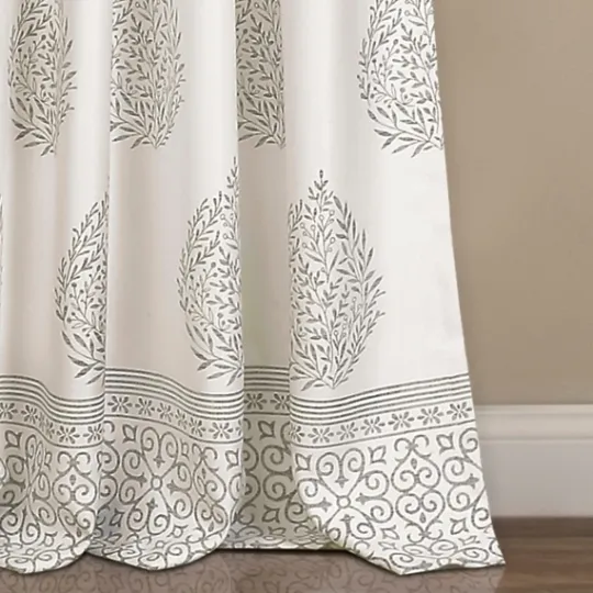 Kirkland's Home Gray Teardrop Leaves Curtain Panel Set, 84 In.- Curtains & Drapes