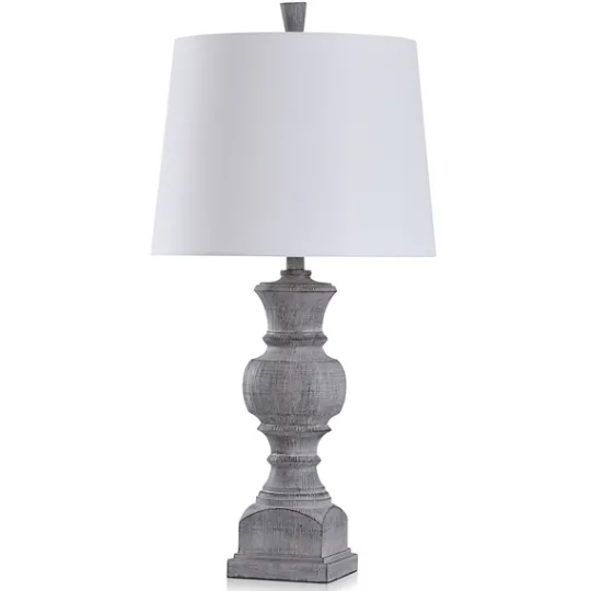 Kirkland's Home Gray Textured Spindle Table Lamp- Table Lamps