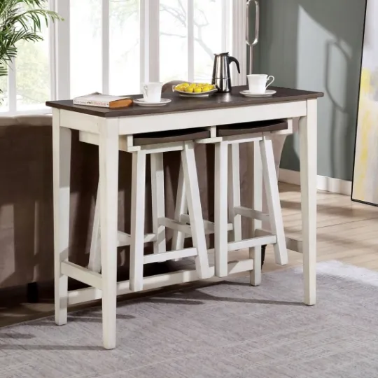 Kirkland's Home Gray Top Wood With Rack 3-Pc. Dining Set- Dining Tables
