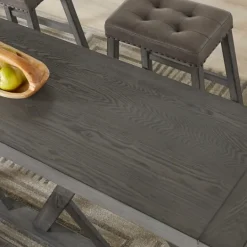 Kirkland's Home Gray Trestle Base Wooden Counter Table- Dining Tables