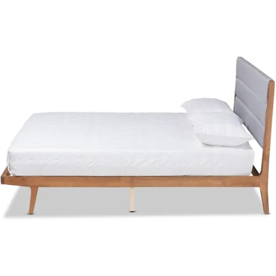 Kirkland's Home Gray Tufted Headboard Queen Platform Bed- Beds & Headboards