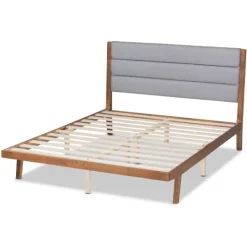 Kirkland's Home Gray Tufted Headboard Queen Platform Bed- Beds & Headboards