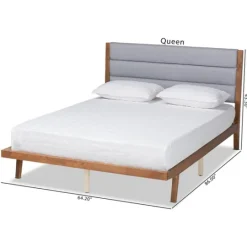 Kirkland's Home Gray Tufted Headboard Queen Platform Bed- Beds & Headboards