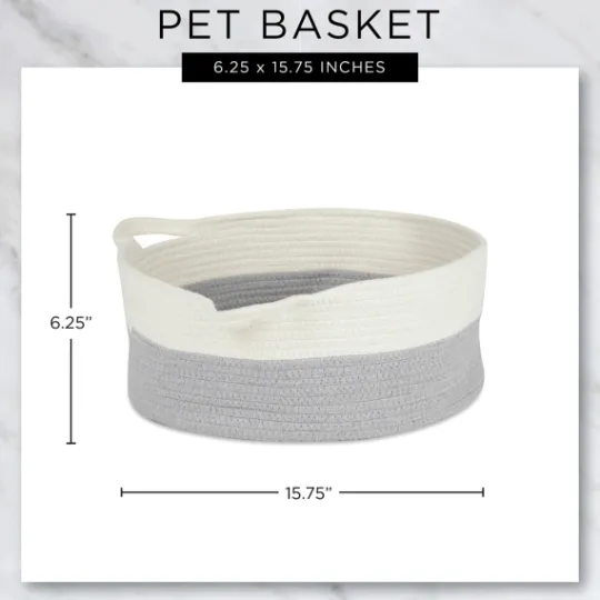 Kirkland's Home Gray Two-Tone Rope Cat Ear Basket- Baskets & Boxes