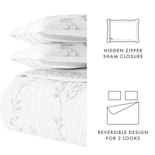 Kirkland's Home Gray Vines Reversible 2-Pc. Twin Quilt Set- Quilts
