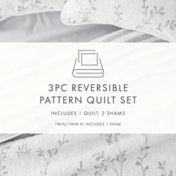 Kirkland's Home Gray Vines Reversible 2-Pc. Twin Quilt Set- Quilts