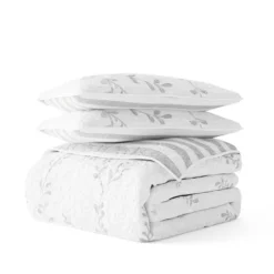 Kirkland's Home Gray Vines Reversible 3-Pc. Queen Quilt Set- Quilts