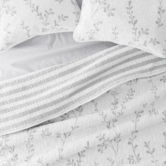 Kirkland's Home Gray Vines Reversible 3-Pc. Queen Quilt Set- Quilts