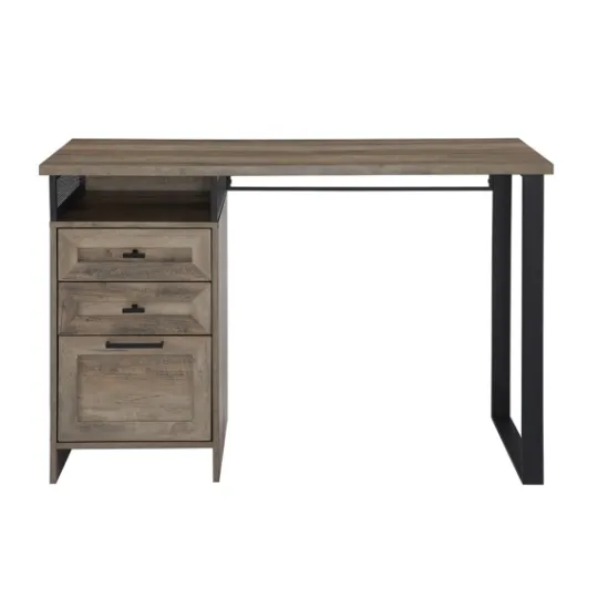 Kirkland's Home Gray Wash Wood And Mesh 3-Drawer Desk- Office Furniture