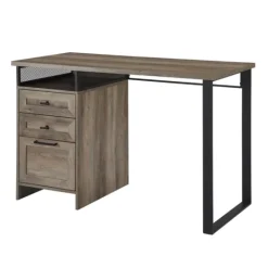 Kirkland's Home Gray Wash Wood And Mesh 3-Drawer Desk- Office Furniture