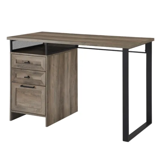 Kirkland's Home Gray Wash Wood And Mesh 3-Drawer Desk- Office Furniture
