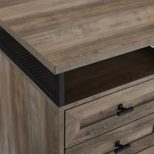 Kirkland's Home Gray Wash Wood And Mesh 3-Drawer Desk- Office Furniture