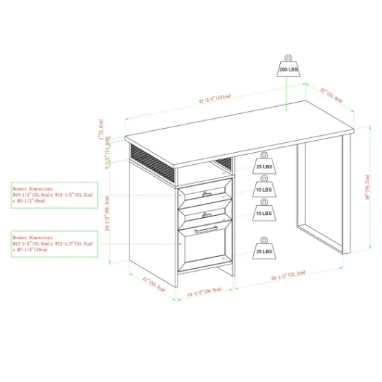 Kirkland's Home Gray Wash Wood And Mesh 3-Drawer Desk- Office Furniture