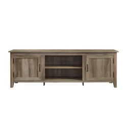 Kirkland's Home Gray Wash Wood Grooved Door Tv Stand- Tv Stands & Media Consoles