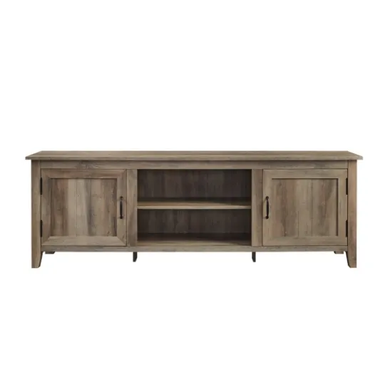 Kirkland's Home Gray Wash Wood Grooved Door Tv Stand- Tv Stands & Media Consoles