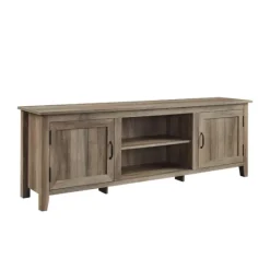 Kirkland's Home Gray Wash Wood Grooved Door Tv Stand- Tv Stands & Media Consoles