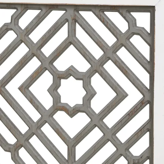 Kirkland's Home Gray Washed Wood & White Frame Cut Out Wall Plaque- Wall Plaques