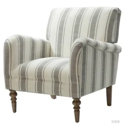 Kirkland's Home Gray White Carved Slope Stripe Accent Chair- Accent Chairs