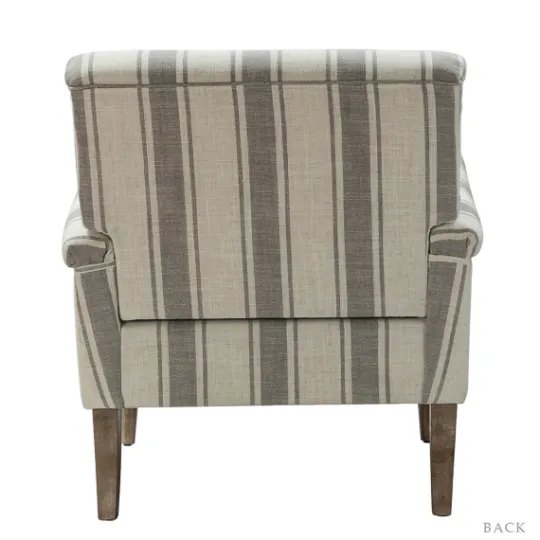 Kirkland's Home Gray White Carved Slope Stripe Accent Chair- Accent Chairs