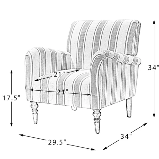 Kirkland's Home Gray White Carved Slope Stripe Accent Chair- Accent Chairs