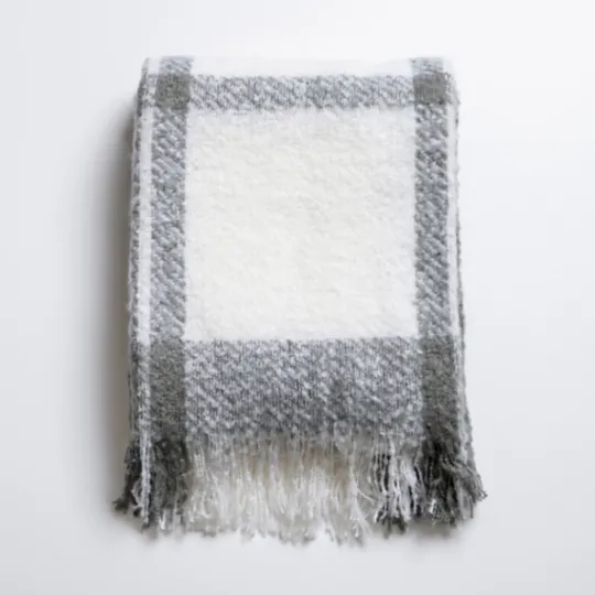 Kirkland's Home Gray Windowpane Faux Mohair Throw- Blankets & Throws