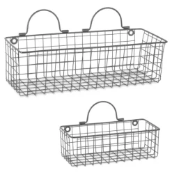 Kirkland's Home Gray Wire Wall Baskets, Set Of 2- Shelves
