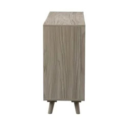 Kirkland's Home Gray Wood And Cane 3-Door Cabinet- Cabinets & Sideboards