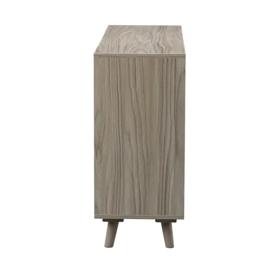 Kirkland's Home Gray Wood And Cane 3-Door Cabinet- Cabinets & Sideboards
