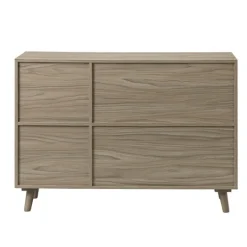 Kirkland's Home Gray Wood And Cane 3-Door Cabinet- Cabinets & Sideboards