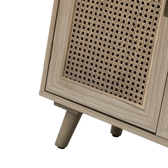Kirkland's Home Gray Wood And Cane 3-Door Cabinet- Cabinets & Sideboards
