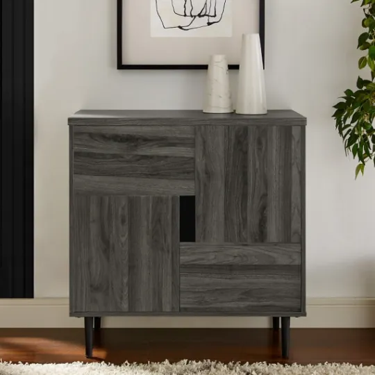 Kirkland's Home Gray Wood 4-Door Modern Cabinet- Cabinets & Sideboards