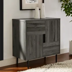 Kirkland's Home Gray Wood 4-Door Modern Cabinet- Cabinets & Sideboards