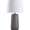 Kirkland's Home Gray Woven Ceramic Wicker Table Lamp- Table Lamps