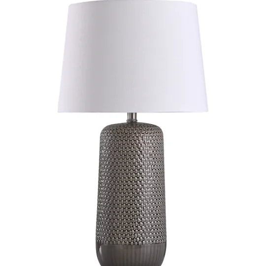 Kirkland's Home Gray Woven Ceramic Wicker Table Lamp- Table Lamps