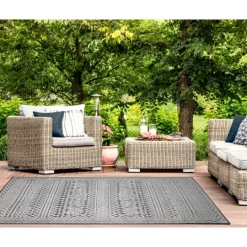 Kirkland's Home Gray Zig-Zag Ezra Indoor/Outdoor Area Rug, 6X9- Outdoor Rugs