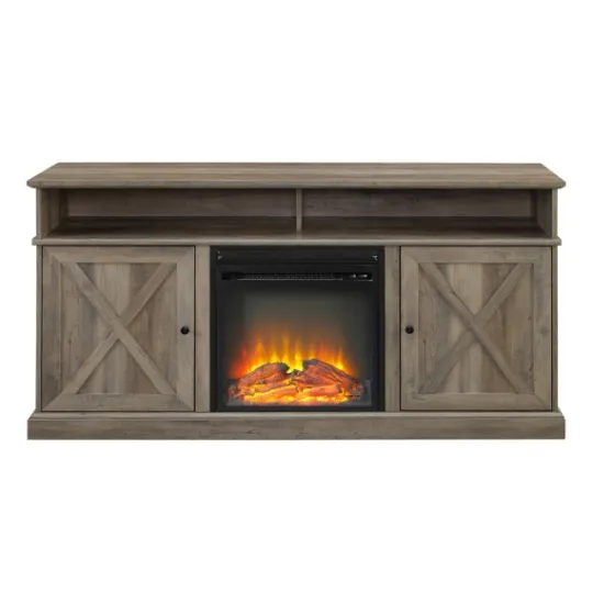 Kirkland's Home Graywash Rustic Fireplace Cabinet- Tv Stands & Media Consoles