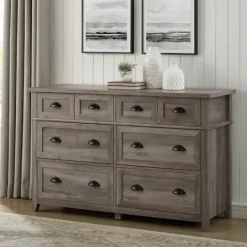 Kirkland's Home Graywash Wood Cup Handle Dresser- Dressers & Chests