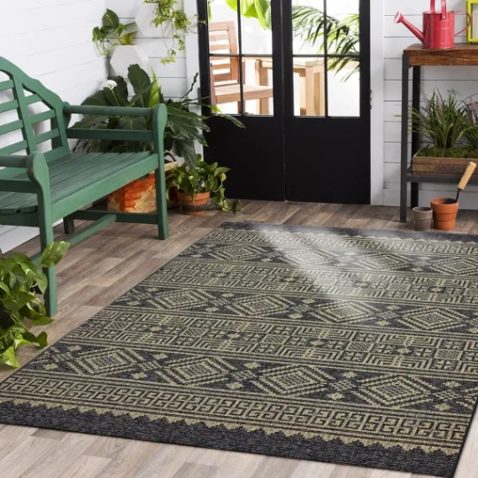 Kirkland's Home Greek Key Sun Shower Outdoor Area Rug, 7X9- Outdoor Rugs