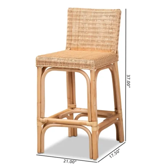 Kirkland's Home Greek Natural Rat Woven Counter Stool- Bar Stools & Counter Height Stools