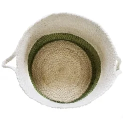 Kirkland's Home Green And Cream Woven Basket With Tassel, 19 In.- Baskets & Boxes