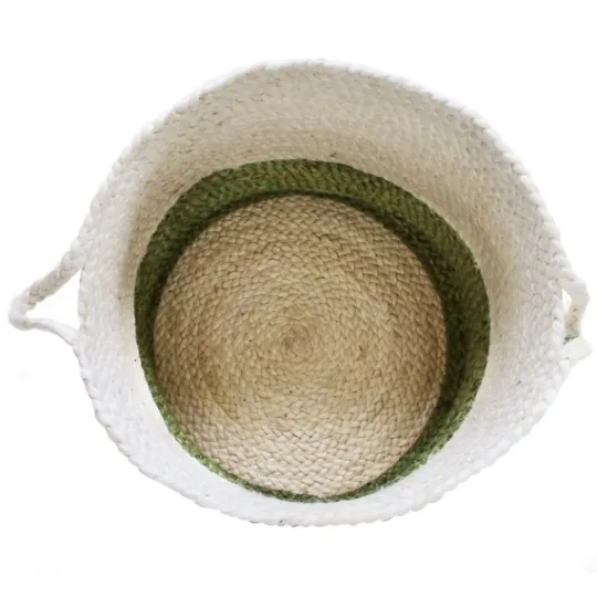 Kirkland's Home Green And Cream Woven Basket With Tassel, 19 In.- Baskets & Boxes