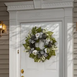 Kirkland's Home Green And Gray Ribbon Harvest Mix Wreath- Wreaths