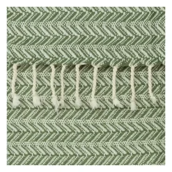 Kirkland's Home Green And Ivory Chevron Cotton Throw- Blankets & Throws