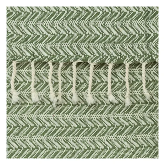 Kirkland's Home Green And Ivory Chevron Cotton Throw- Blankets & Throws