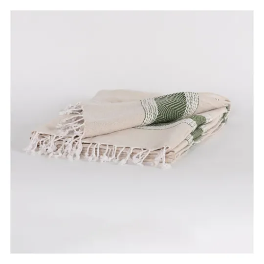 Kirkland's Home Green And Natural Colorblock Chevron Throw- Blankets & Throws