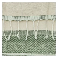 Kirkland's Home Green And Natural Colorblock Chevron Throw- Blankets & Throws
