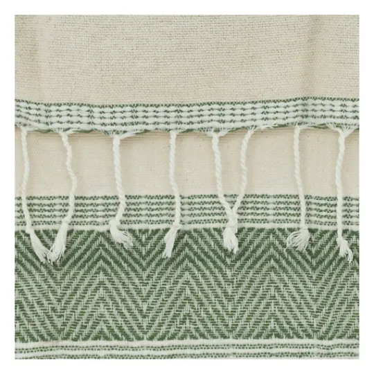 Kirkland's Home Green And Natural Colorblock Chevron Throw- Blankets & Throws