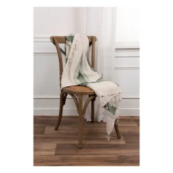 Kirkland's Home Green And Natural Colorblock Chevron Throw- Blankets & Throws