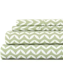 Kirkland's Home Green And White Chevron 3-Pc. Twin Sheet Set- Bed Sheets
