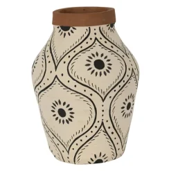 Kirkland's Home Green And White Floral Terracotta Vase- Vases